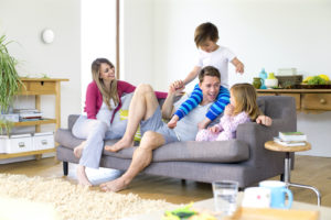 Family enjoying home with clean air