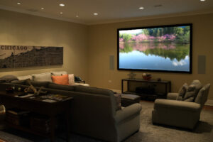 Media room with large TV