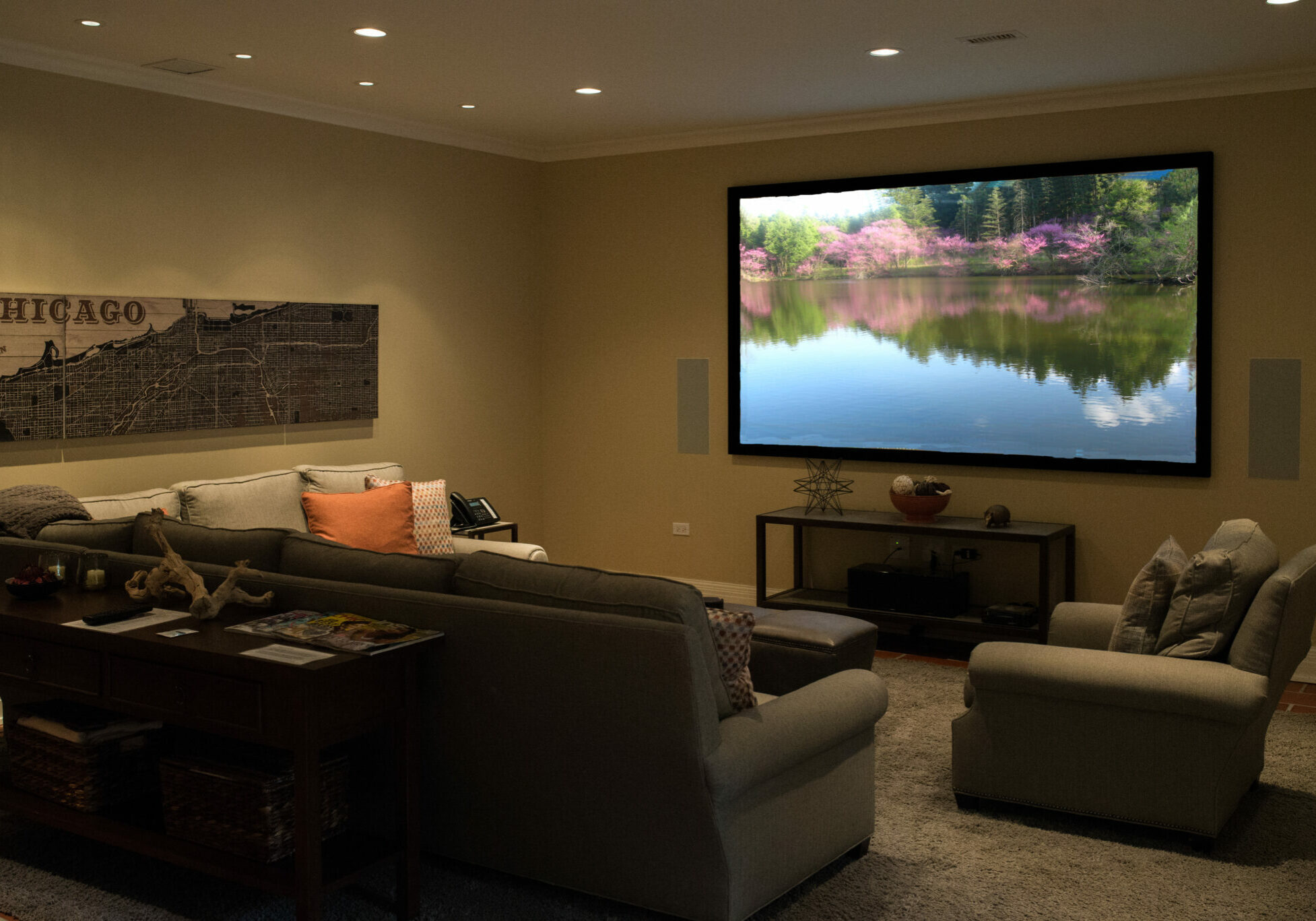 Media room with large TV